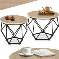 TecTake 2 tables basses Benham - Bois clair industriel, Chêne Sonoma