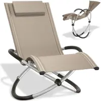TecTake - chaise longue - ergonomique, pliable - Capacité 150 kg - beige -