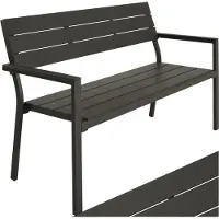 TecTake - Banc de jardin - Banc 2 places avec structure en aluminium et lattes Hi-Impact - Convient pour la terrasse, le parc, le balcon, les meubles de jardin et la maison - Durable, résistant aux