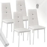 TecTake Lot de chaises avec strass - blanc, Lot de 4
