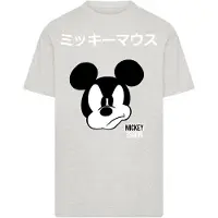 Merchcode T-Shirt 'Mickey Mouse Japanese' gris clair / noir / blanc