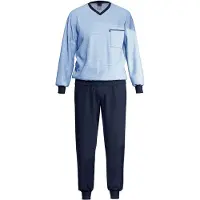 Ammann Pyjama long ' Organic Melange ' bleu nuit / bleu clair