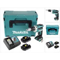 Makita DFS 250 RYJ Visseuse plaque de plâtre sans fil Brushless 18V + 2x Batteries 1,5 Ah + Chargeur + Coffret Makpac