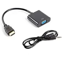 Lanberg Adaptateur HDMI vers VGA - - AD-0017-BK - Noir - 0,2 m - Inclut Jack 3,5 mm