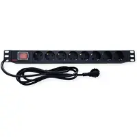 Roline Bâti de prises 48,30cm (19") 8x avec interrupteur éclairé 1.8m noir - bâti de prises - 1,8 m - module rack (19.07.1619)