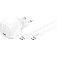 Belkin Chargeur Rapide Usb-c 30 W Avec Pps Et Câble Vers Lightning 1 M - Blanc