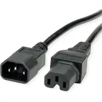 Value 19.99.1121 Câble électrique Noir 1 M Coupleur C14 Coupleur C15