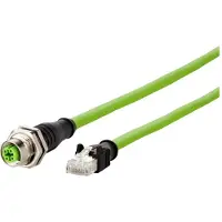 METZ CONNECT 142M4D25050 M12 Network cable, patch cable CAT 5e S/UTP 5.00 m Green PUR coating, Acid-resistant, Ozone-resistant, UV-resistant, Suitable for drag