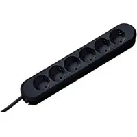 Bachmann Multiprise SMART 6x noir 1,5m 1,5 m de câble d'alimentation, vissé (vis réutilisables), rebranchable, sans interrupteur,6 prises de courant avec contact de protection (381.147K)