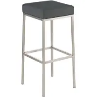 CLP Tabouret de bar , modèle Montréal, avec assise et structure rembourrées en similicuir, et repose-pieds. Couleur : gris. Structure en acier inoxydable