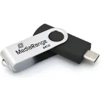 MediaRange Swivel Stick (64 Go, USB-C), Clé USB, Noir, Argent