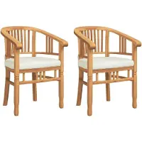 vidaXL Chaise avec coussin, lot de 2, marron, 63 x 58 x 89 cm, bois de teck massif