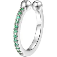 Hey Happiness Boucles d'oreilles 'Green Cuff' argent