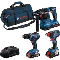 Bosch Professional 0615A5003B Professional Profi Set 18V Akku-Bohrhammer-Set 18,0 V, mit 3 Akkus