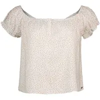 Superdry 1/2 Button Woven Short Sleeve Top Beige XL Femme