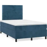 vidaXL Lit boxspring avec matelas bleu foncé 120x190 cm velours