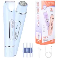 INF Rasoir Électrique 2-en-1 Double Tête & Tondeuse Bikini - Portable Bleu