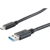 S-Conn Câble adaptateur USB-A vers USB-C, transfert de données et alimentation 5 Gbt/s, noir - Longueur : 3m