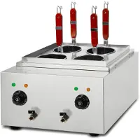 VERTES Cuiseur de pâtes Gastro Cuiseur de pâtes en inox, Electrique, 2x 1700 Watt, 2 cuves de cuisson séparées de 6 litres chacune, 4 paniers à pâtes