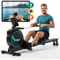 FITAGE Rameur - - 16 niveaux de résistance magnétique - Silencieux 15 dB - Pliable et ergonomique - Noir