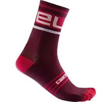 Castelli Prologo 15 Sock Bordeaux/White S/M Chaussettes de cyclisme