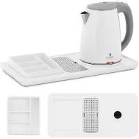 Royal Catering Bouilloire professionnelle pour hôtel - blanc - 1,2 L - 1800 W - avec station café et thé
