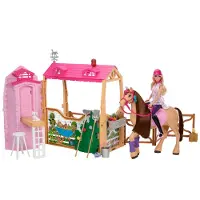 Barbie Poupée Barbie avec un cheval et une écurie HXJ44