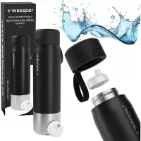 Wessper Gourde 1000ml, bouchon filtre à eau en acier inoxydable sans BPA Noir