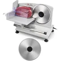 Vevor Trancheuse Électrique 150 W, Trancheuse à Jambon avec Lame Tranchante de 170 mm, pour Saucisson Pain Fromage Viande Charcuterie, Épaisseur de Coupe Réglable 0-15 mm, Vitesse 65-90 tr/min