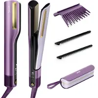 Shark SilkiPro Straight Lisseur + Sèche-cheveux tout-en-un avec étui de rangement résistant à la chaleur en Rose | HT401EUPU | par SharkNinja