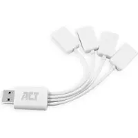 ACT Hub USB 2.0, 4x USB-A, flexible, blanc (USB-A, 4 ports), Station d’accueil + hub USB, Blanc