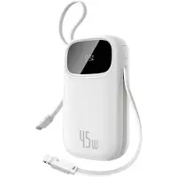 Baseus – Batterie externe EnerFill FC31 Qpow 3 avec câbles USB-C/Lightning, 10 000 mAh, 45 W, écran numérique – blanc lunaire