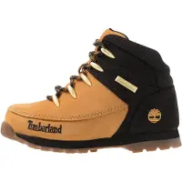 Timberland unisex pour enfant. TB0A1NL42311 Bottes en cuir mi-hauteur à lacets Euro Sprint noir et jaune (22), Plat, Casuel, mode enfantine