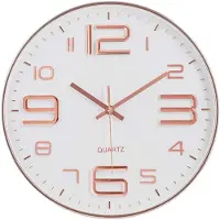 IvoQ Horloge Murale Stylée - Élégante Horloge à Quartz Blanche avec Accents Cuivrés - Idéale pour Tout Intérieur Moderne