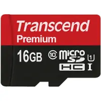Transcend Carte mémoire flash - - 16 Go - microSDHC - UHS Class 1 - UHS Class 10 - Noir