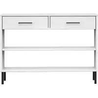vidaXL Armoire Console Avec Pieds En Métal Blanc Bois Pin Massif Oslo