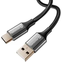 Swissten - Câble Textile II USB-C - USB (1,5m-noir)