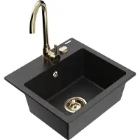 Mexen Évier en granit Milo avec mitigeur Telma, noir/argent (6505-73-670200-50)