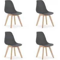 Leobert Chaise - - Kito - Gris Foncé/Pieds Naturels - 46 X 54,5 X 80 Cm - Lot De 4