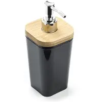 Bathroom Solutions Distributeur de savon noir et bambou - 7.5x7.5x17.5cm