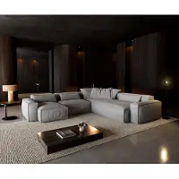 DELIFE Canapé panoramique Freestyle Cozy 360x290 cm Tissu texturé gris doux