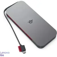 Lenovo GO Wireless Power Bank 10000 mAh, noir tonnerre, 258 g, 15 W (10000 mAh, 30 W, 38.50 Wh), Chargeur de secours, Noir, Gris