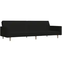 vidaXL Canapé-lit à 2 places noir tissu