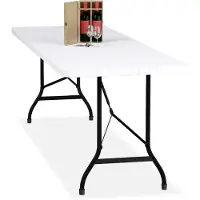 Relaxdays Table de jardin , pliable, dimensions : 75 x 220 x 68 cm, plastique, acier, table pliante résistante aux intempéries, table d'extérieur, blanche
