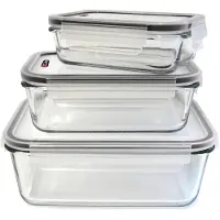 Cook Concept Lot de 3 Plats en Verre - - Hermétiques - Ultra-Résistants - Transparents