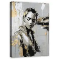 WALLARENA Impression sur toile femme moderne 120x80 cm xxl tableau décoration deco murale intissée pour salon chambre cuisine