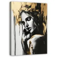 WALLARENA Tableau déco femme abstrait moderne 100x75 cm xxl Impression sur toile deco murale intissée pour salon chambre cuisine