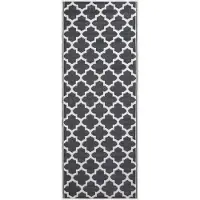 Homescapes Tapis d'extérieur résistant aux intempéries, tapis de passage noir et blanc 75 x 200 cm, tapis de jardin Nola à motifs géométriques, tapis de balcon réversible