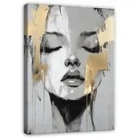 WALLARENA Impression sur toile femme moderne 100x75 cm xxl tableau décoration deco murale intissée pour salon chambre cuisine
