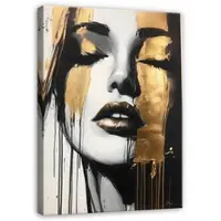 WALLARENA Tableau déco femme moderne 100x75 cm xxl Impression sur toile deco murale intissée pour salon chambre cuisine